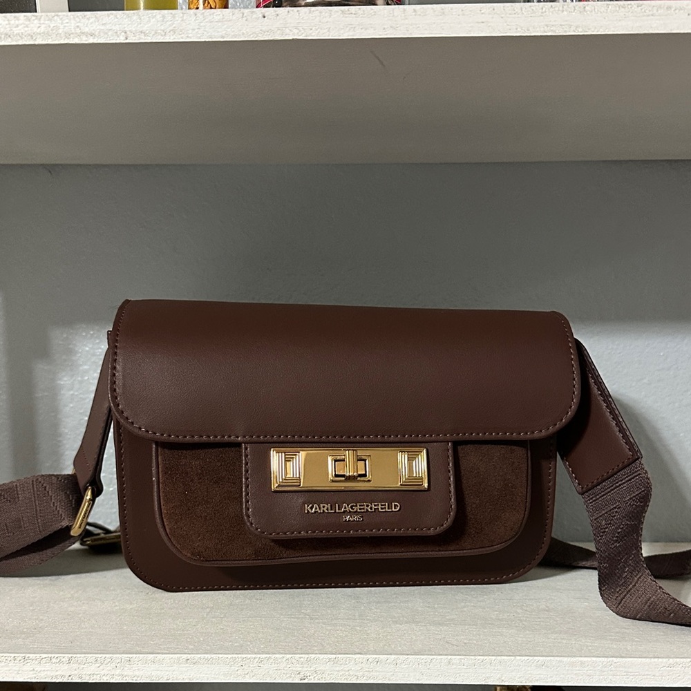 Karl Lagerfeld Chocolate Brown Crossbody Bag